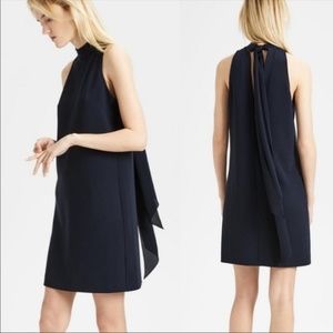 Theory Clean Halter Day Dress in Cosmic Blue Crepe